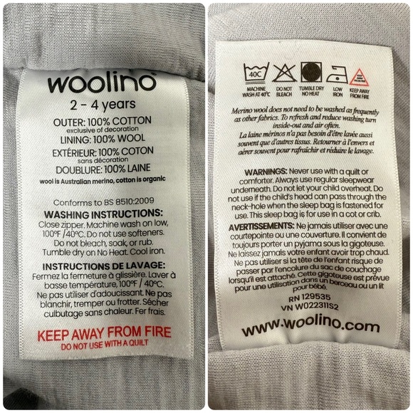 Woolino 4 Season Classic Baby Sleep Bag Merino Wool Organic Cotton Night Sky 2-4 - Picture 13 of 16